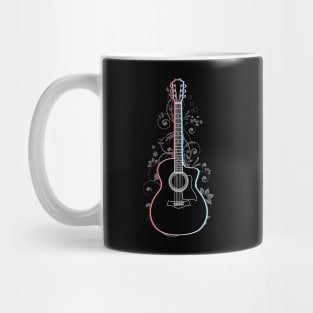 Acoustic Guitar 3D Outline Flowering Vines Mug